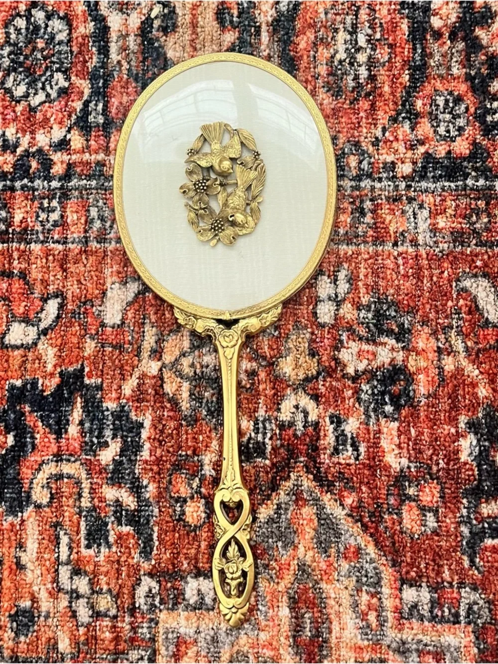 Vintage 24K Gold Plated Ornate Gold Hand Mirror